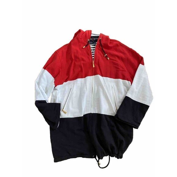 Escada Sport Sweat-shirt Activewear Mens Oversized Medium Hoody Red White Black - Picture 1 of 14